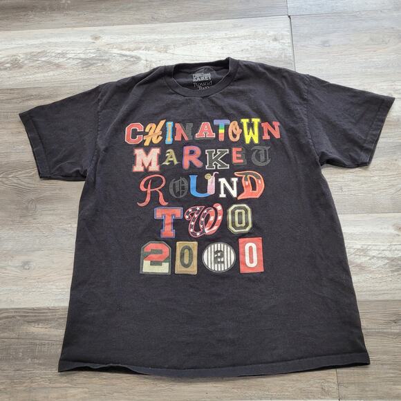 Chinatown 2020 Market Black Mens XL Crewneck Brand Spellout Round Two‎ Tshirt - Picture 1 of 7